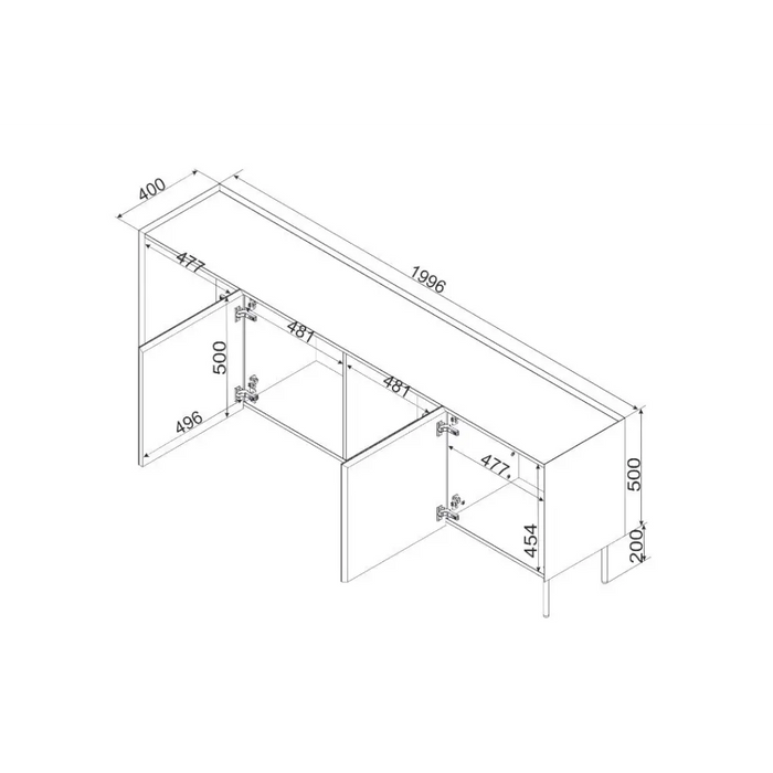 Скрин Cama FELLINI 200x40x70 кашмир + плот от омаслен дъб