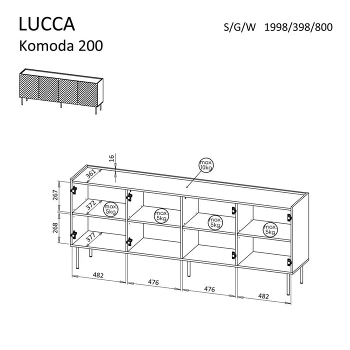 Скрин Cama LUCCA 4D 200x40x80 черен