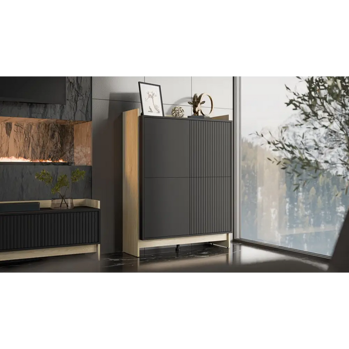 Скрин Cama PORTO 100x38x130 дъб/черен