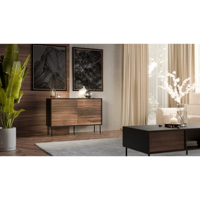 Скрин Cama CORTINA 1D3S 120x40x81 черен/орех