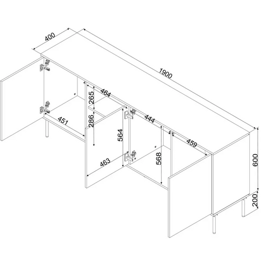 Скрин Cama INSERTO 3D1W 190x40x80 черен + LED