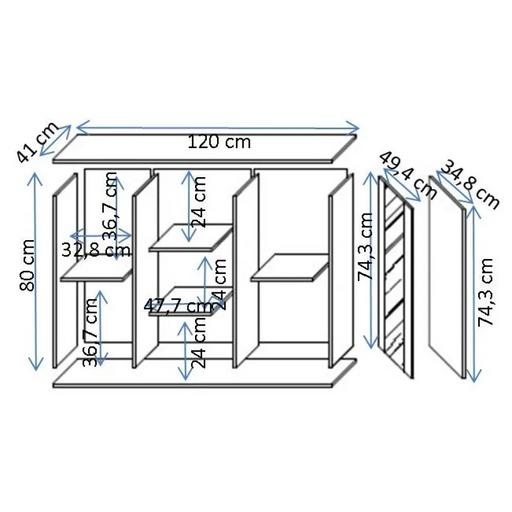 Скрин Cama SOHO 120x41x80 кашмир + черен