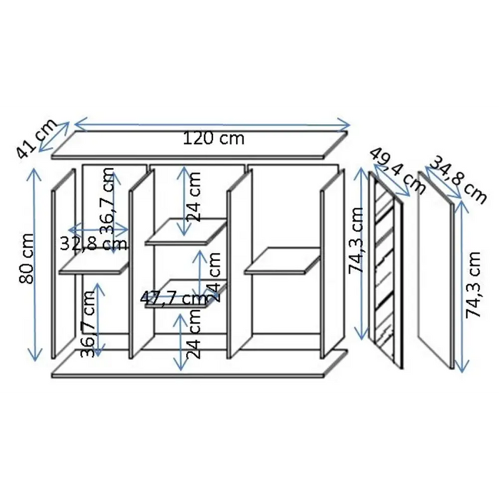 Скрин Cama SOHO 120x41x80 кашмир + черен