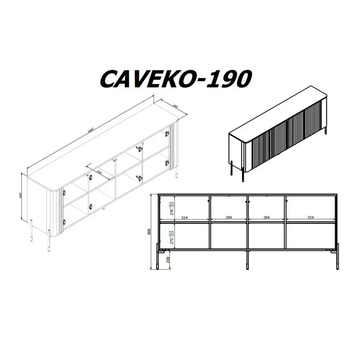 Скрин Cama VERA 190x40x80 черен мат
