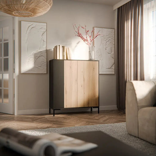 Скрин Cama MERCI 100 x 40 x 129 см черен/занаятчийски дъб