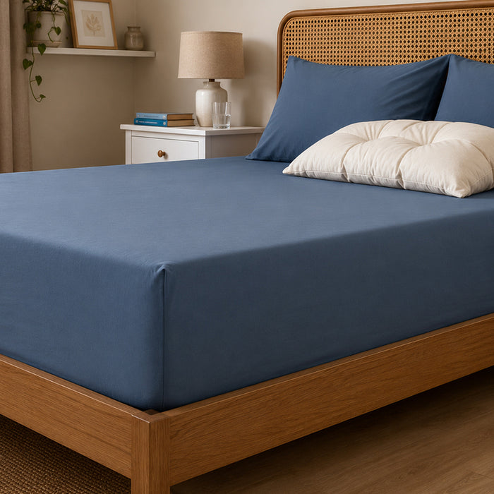 ЧАРШАФ С ЛАСТИК SLEEPFORIA ЗА МАТРАК 180Х200 СМ СИНЬО