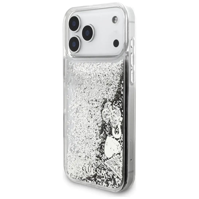 Случай Guess Liq. Glitter Charms за iPhone 17 Pro - сребрист