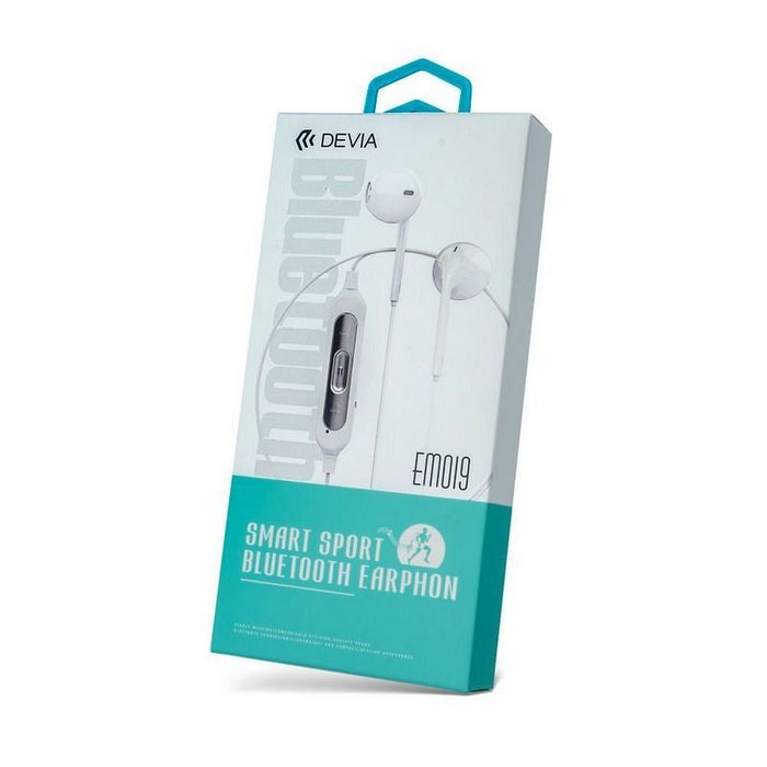 Слушалки с микрофон DEVIA EM019 BLUETOOTH WHITE , Bluetooth , ТАПИ