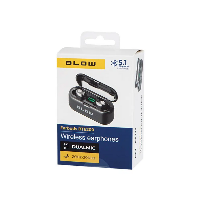 Слушалки BLOW Earbuds BTE200 BLACK Преносима батерия