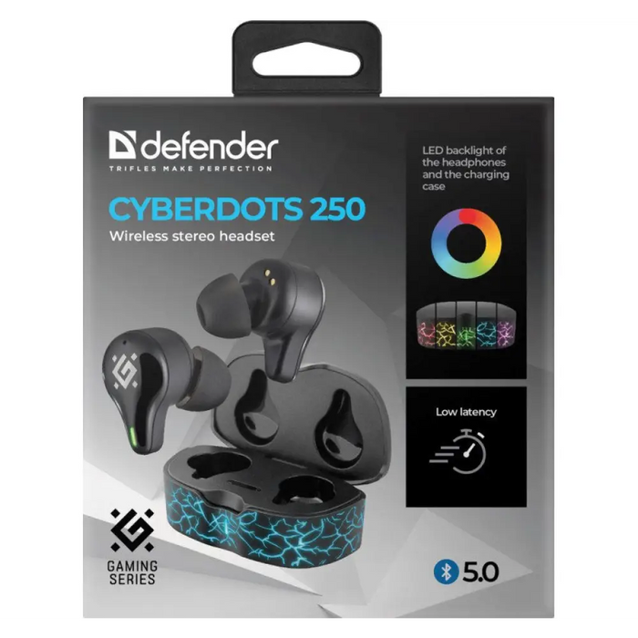 СЛУШАЛКИ DEFENDER BLUETOOTH CYBERDOTS 250 GAMING ЧЕРНИ