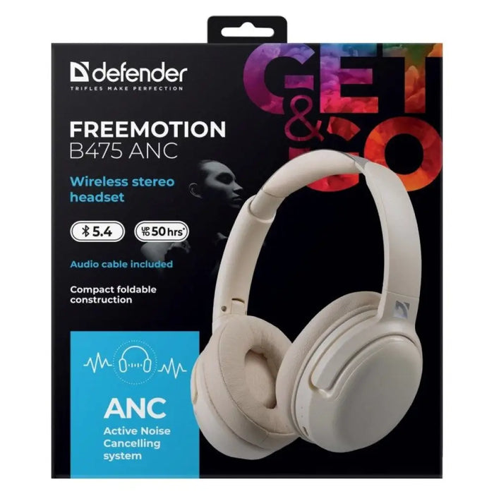 СЛУШАЛКИ DEFENDER BLUETOOTH FREEMOTION B475 ANC БЕЖОВИ