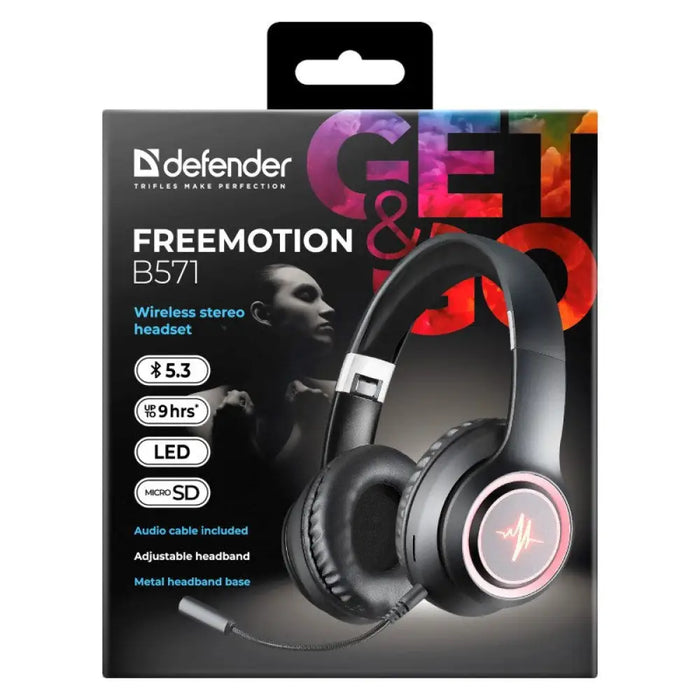 СЛУШАЛКИ DEFENDER BLUETOOTH FREEMOTION B571 BLACK LED