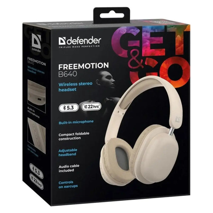 СЛУШАЛКИ DEFENDER BLUETOOTH FREEMOTION B640 БЕЖОВИ