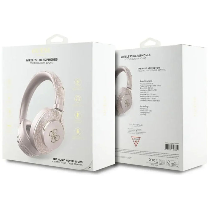 Слушалки Guess ENC Metal 4G Logo On-Ear - Розови