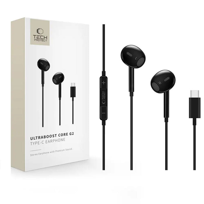 Слушалки Tech-Protect Ultraboost Core G2 USB-C - черни