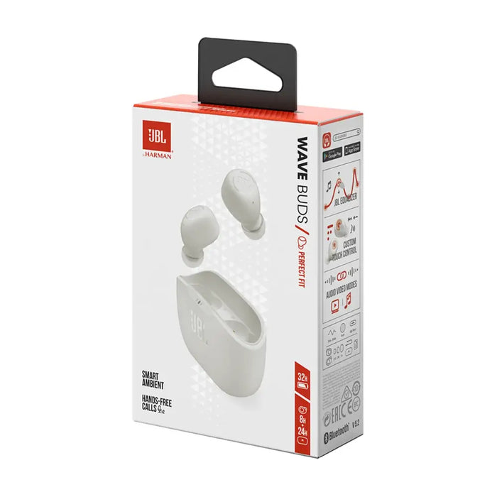 Слушалки за поставяне в ушите JBL Wave Buds - бели
