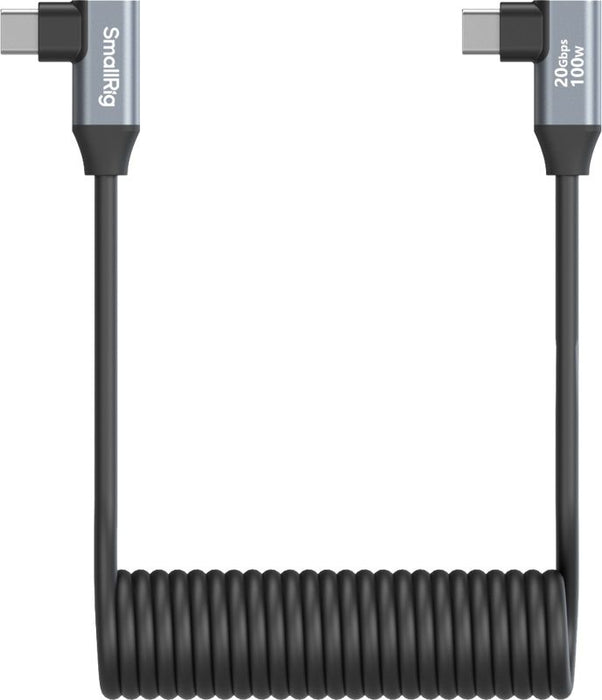 Кабел SmallRig - USB-C Angled/USB-C Angled, Coiled, 35-100 cm