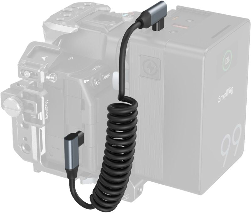 Кабел SmallRig - USB-C Angled/USB-C Angled, Coiled, 35-100 cm