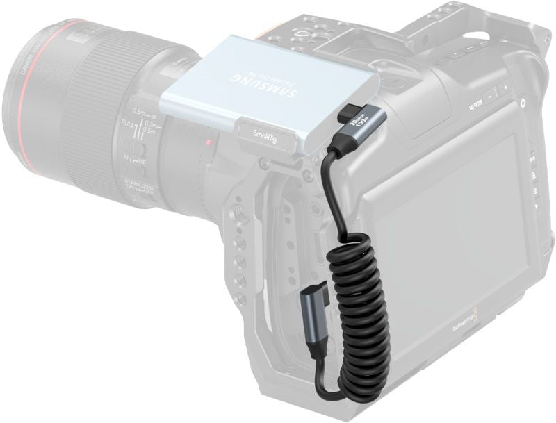 Кабел SmallRig - USB-C Angled/USB-C Angled, Coiled, 35-100 cm
