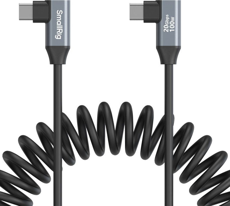 Кабел SmallRig - USB-C Angled/USB-C Angled, Coiled, 35-100 cm