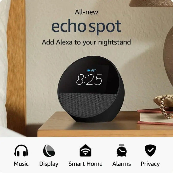 Смарт часовник Amazon Echo Spot 2024 Alexa асистент Черен