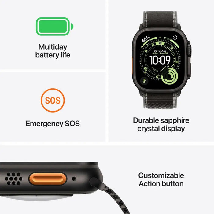 Смарт часовник Apple Черен 49 mm