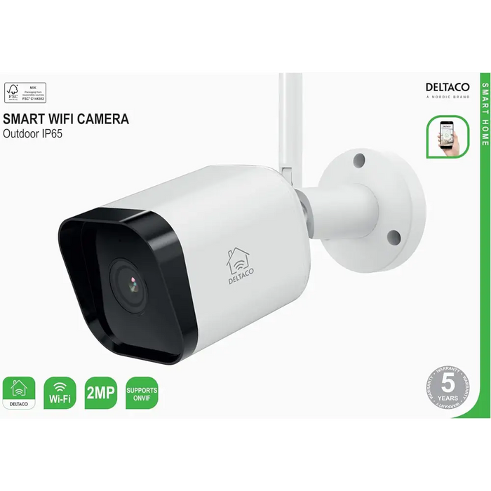 Смарт камера Deltaco 2MP Outdoor IP65 WiFi Бяла