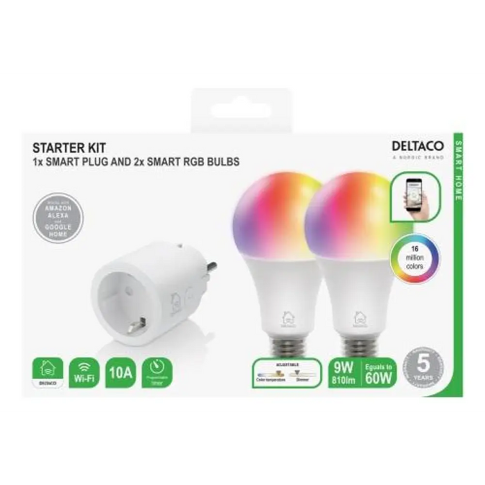 Смарт комплект DELTACO SH-KIT01 Контакт 2 x LED крушки