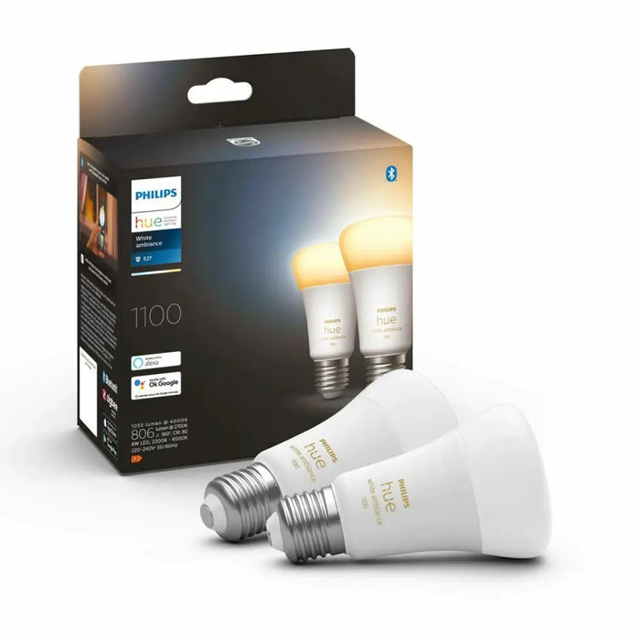 Смарт Крушка Philips Pack de 2 E27 Бял F E27 (2200K) (6500