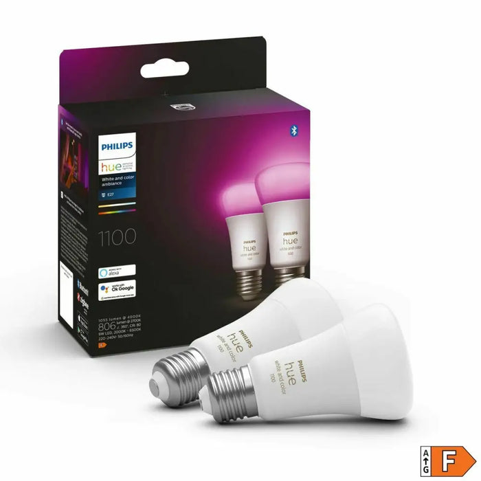 Смарт Крушка Philips Pack de 2 E27 Бял F 9 W E27 806 lm