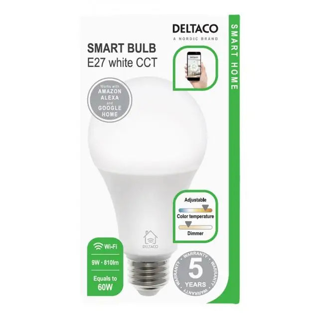 Смарт крушка DELTACO SH-LE27W Е27 WiFI 2.4GHz