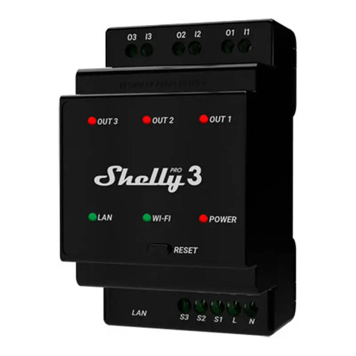 Смарт превключвател за DIN шина/релса Shelly Pro 3 3-канален