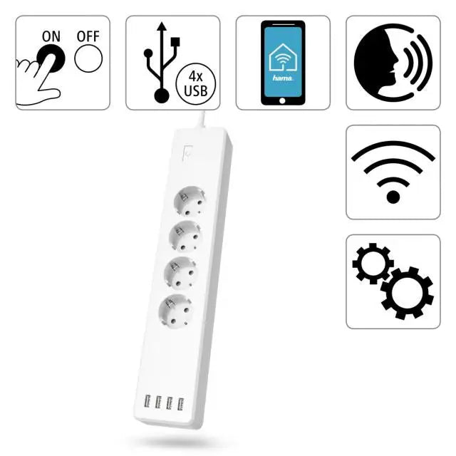 Смарт разклонител HAMA 4 гнезда WiFi