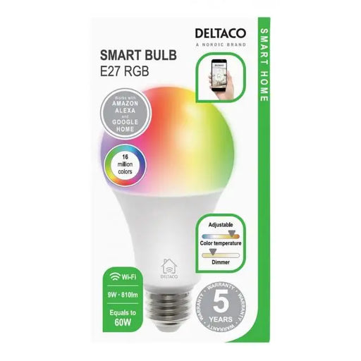 Смарт RGB крушка DELTACO SH-LE27RGB Е27 WiFI