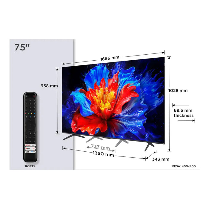 Смарт телевизор TCL 75P8K 75’’ 4K Ultra HD LED HDR D LED