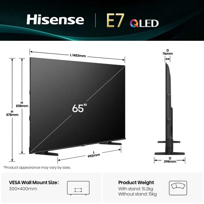 Смарт телевизор Hisense 65E77Q 65 65’’ 4K Ultra HD HDR QLED