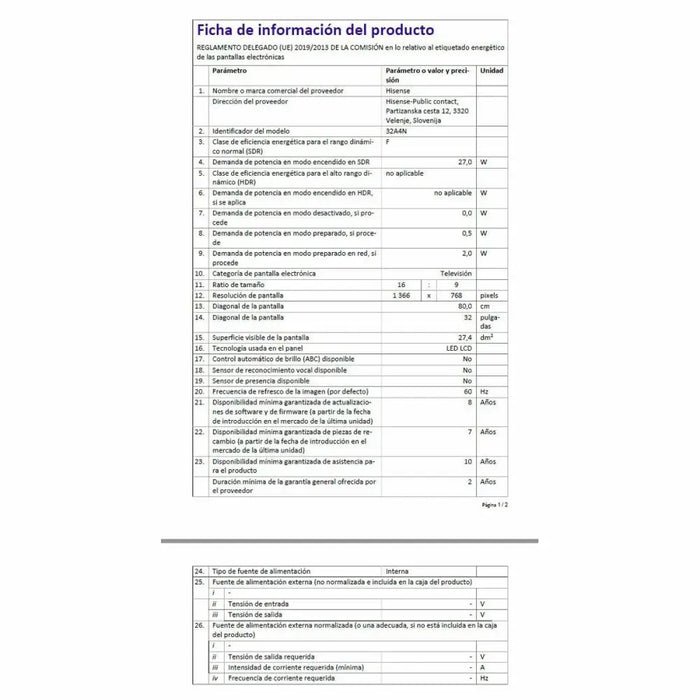 Смарт телевизор Hisense 32’’ HD LED D-LED