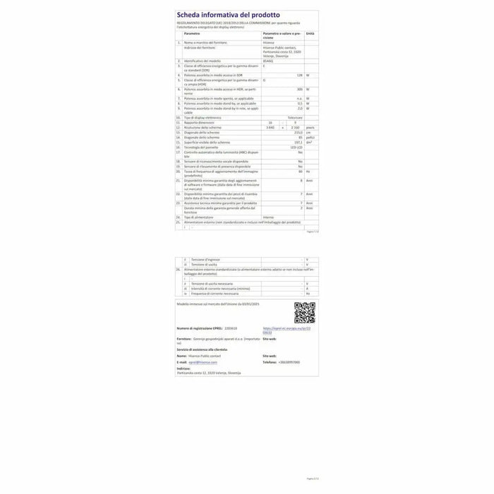 Смарт телевизор Hisense 85A6Q 85 85’’ 4K Ultra HD LED HDR