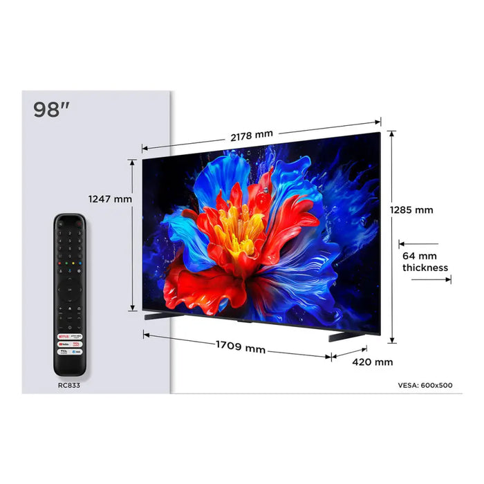 Смарт телевизор TCL 98P8K 98’’ 4K Ultra HD HDR QLED