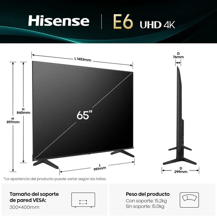Смарт телевизор Hisense 65E63QT 4K Ultra HD 65’’ LED