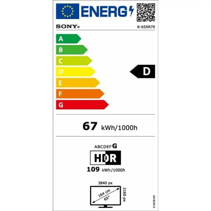 Смарт телевизор Sony K65XR70 4K Ultra HD 65’’ LED HDR