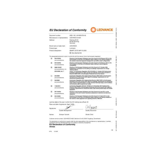 SMART WIFI ПРОЖЕКТОР FLOOD 20W RGBW DG LEDVANCE