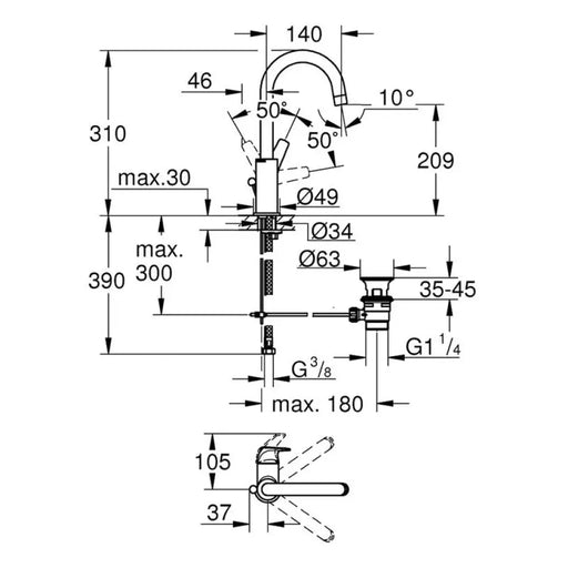СМЕСИТЕЛ GROHE START FLOW L