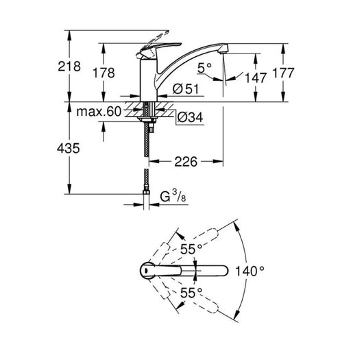 СМЕСИТЕЛ ЗА КУХНЯ GROHE START