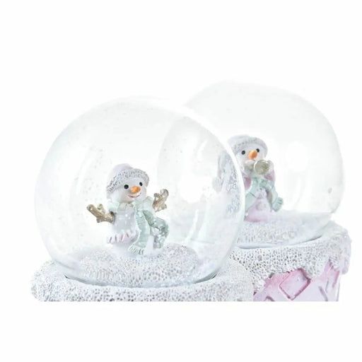 Снежен човек DKD Home Decor Бял Розов 7 x 7 x 9 cm (2 броя)