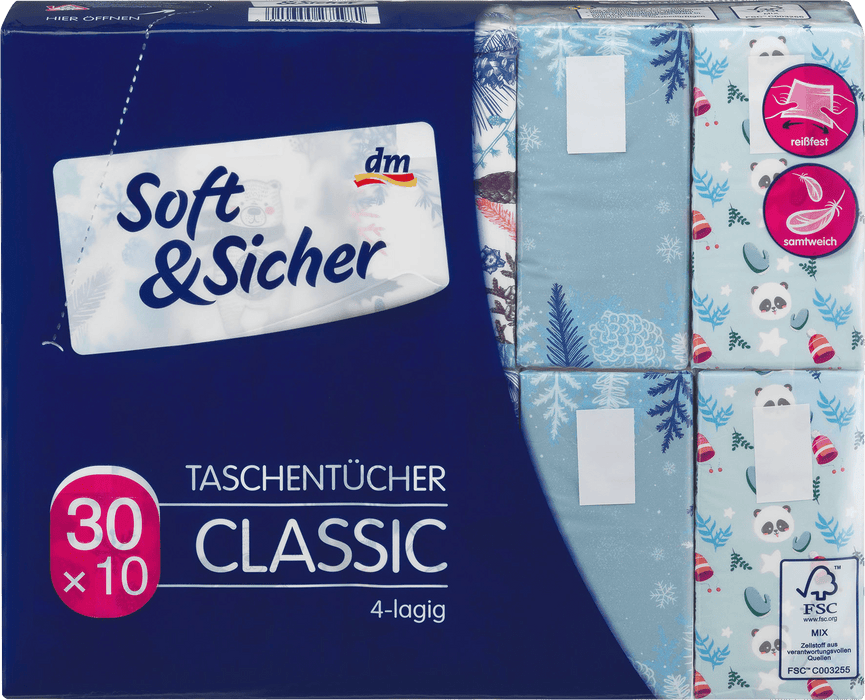 Носни кърпи Classic, различни цветове/мотиви,, 30 бр