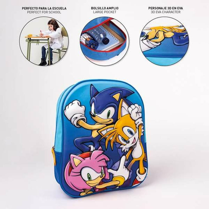 3D училищна чанта Sonic 25 x 31 x 9 cm