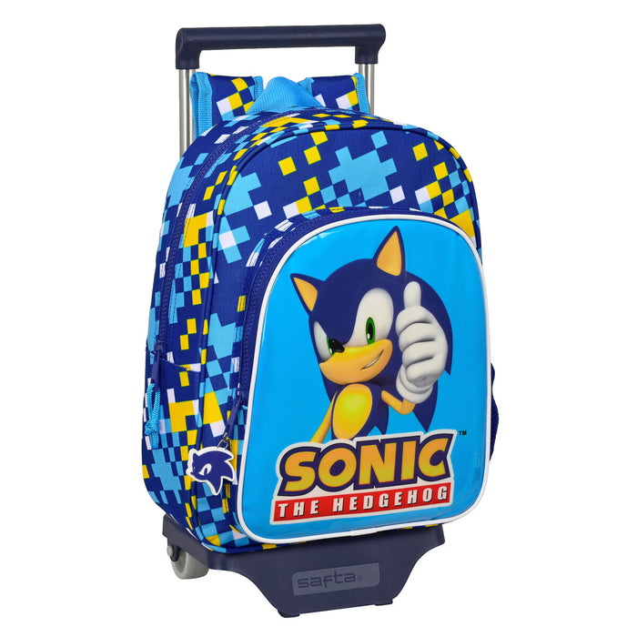 Училищна чанта с колелца Sonic Speed 26 x 34 x 11 cm Син