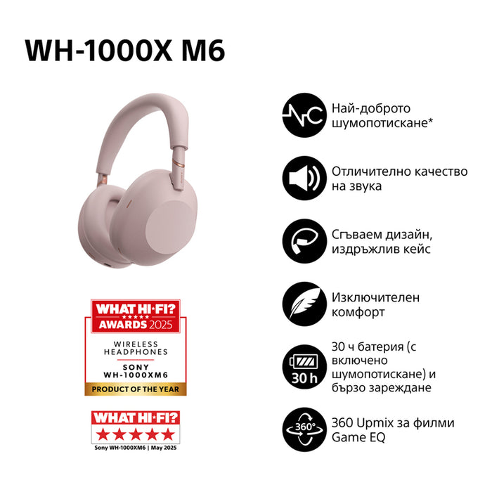 Стерео слушалки SONY WH1000XM6P