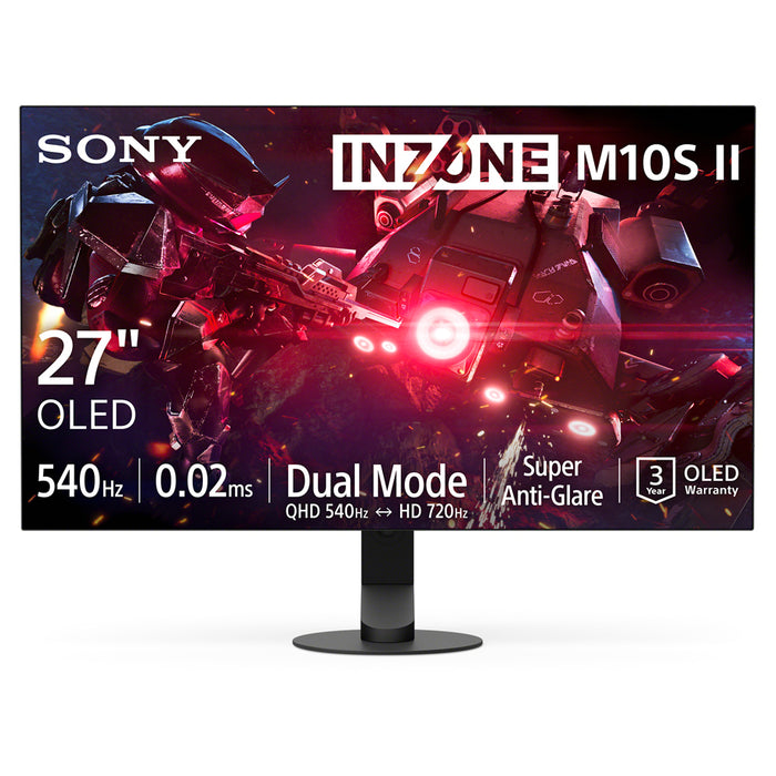 Монитор SONY INZONE M10S II SDM27Q102B 0.229 мм, 178°/178°, OLED, 26.5 ", 67.3 см, 2560x1440, 540.00 Hz, 0.02 ms, HDMI, DisplayPort, BLACK